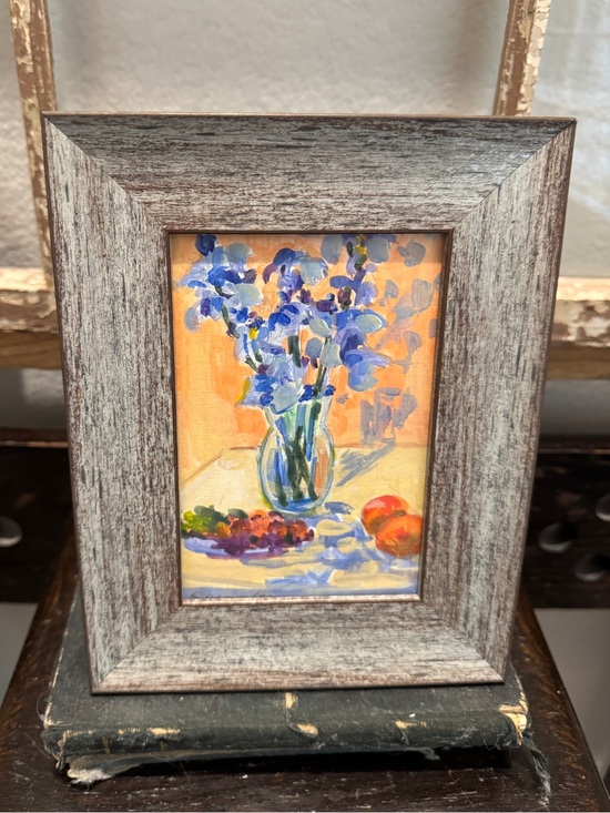 Other - Vintage Framed Signed Original Rustic Gray Framed Floral Art Print - Home Accent